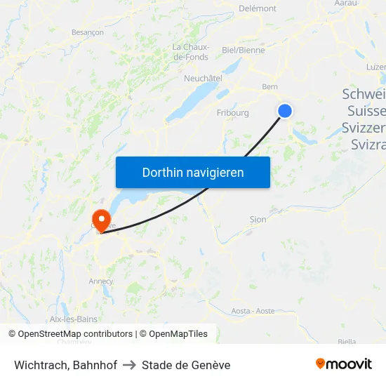 Wichtrach, Bahnhof to Stade de Genève map