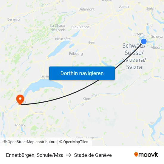 Ennetbürgen, Schule/Mza to Stade de Genève map