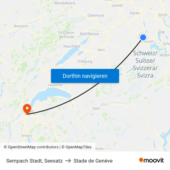 Sempach Stadt, Seesatz to Stade de Genève map