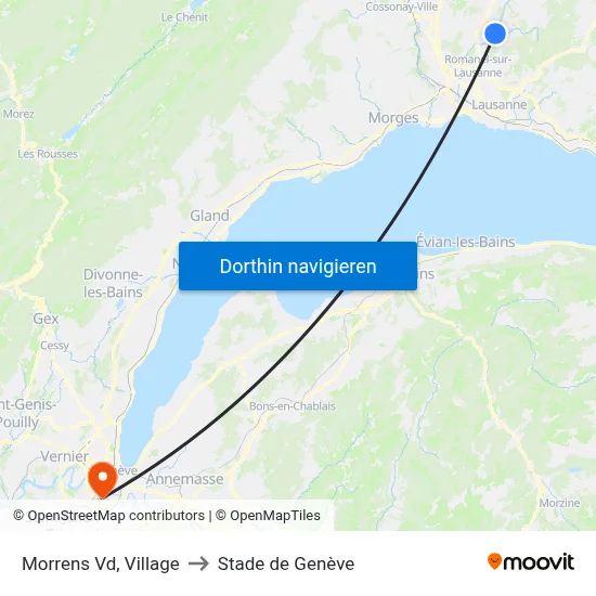Morrens Vd, Village to Stade de Genève map