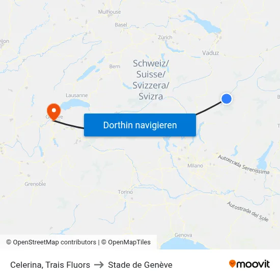 Celerina, Trais Fluors to Stade de Genève map