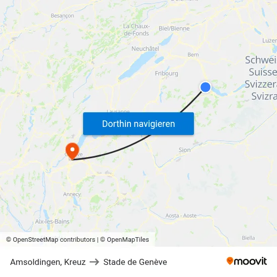Amsoldingen, Kreuz to Stade de Genève map