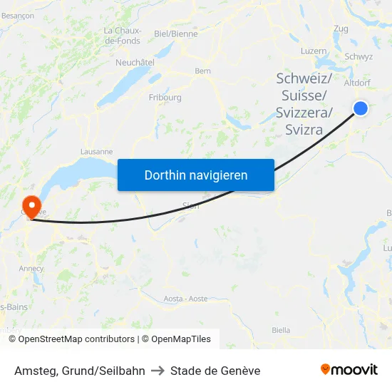 Amsteg, Grund/Seilbahn to Stade de Genève map