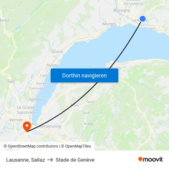 Lausanne, Sallaz to Stade de Genève map