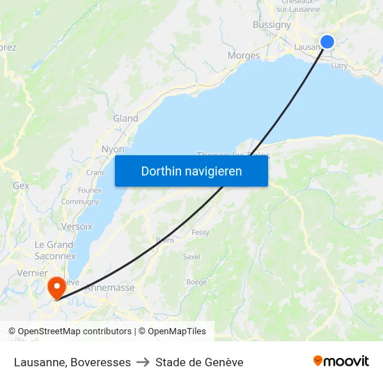 Lausanne, Boveresses to Stade de Genève map