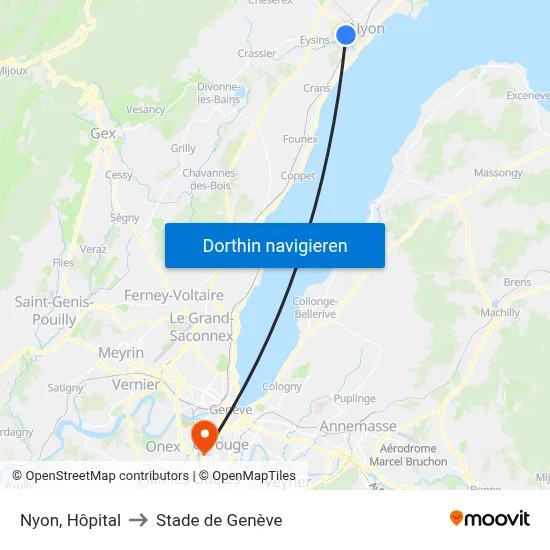 Nyon, Hôpital to Stade de Genève map
