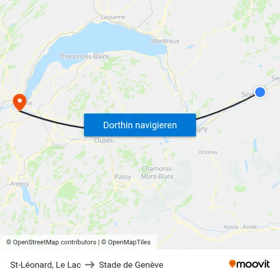 St-Léonard, Le Lac to Stade de Genève map