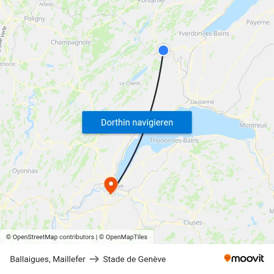 Ballaigues, Maillefer to Stade de Genève map