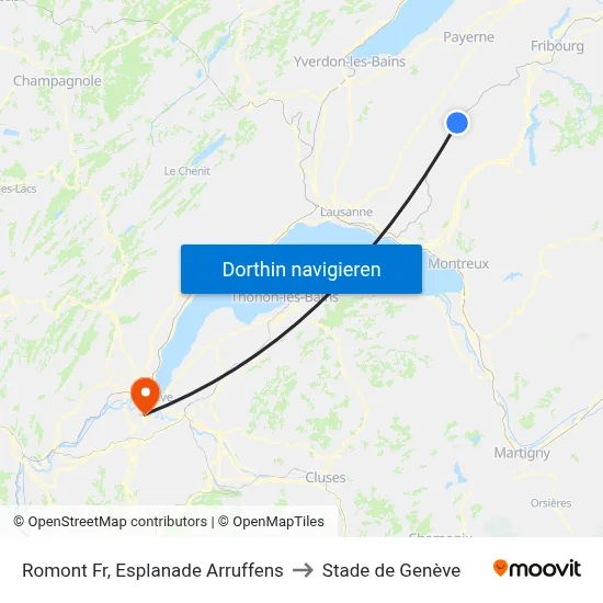 Romont Fr, Esplanade Arruffens to Stade de Genève map