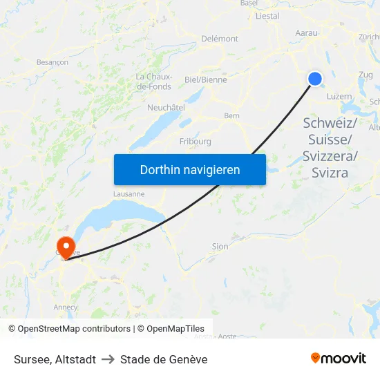 Sursee, Altstadt to Stade de Genève map