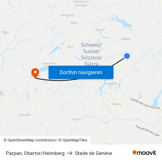 Parpan, Obertor/Heimberg to Stade de Genève map