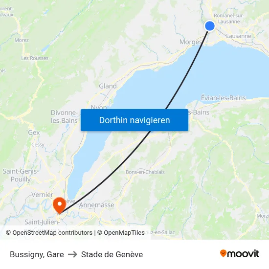 Bussigny, Gare to Stade de Genève map
