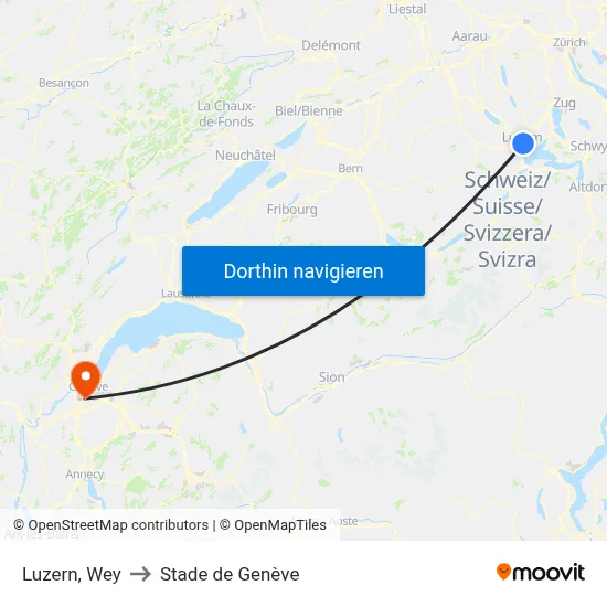 Luzern, Wey to Stade de Genève map