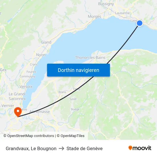 Grandvaux, Le Bougnon to Stade de Genève map