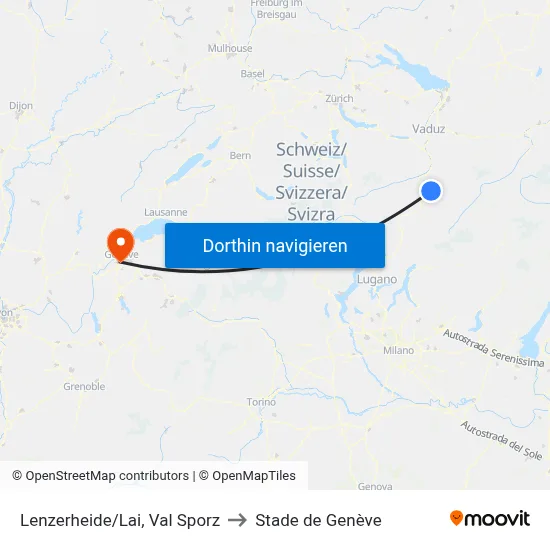 Lenzerheide/Lai, Val Sporz to Stade de Genève map