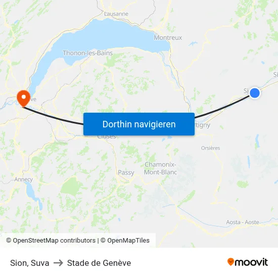 Sion, Suva to Stade de Genève map