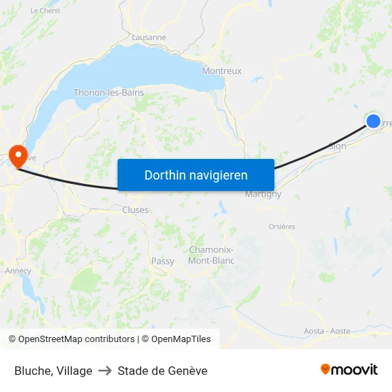 Bluche, Village to Stade de Genève map