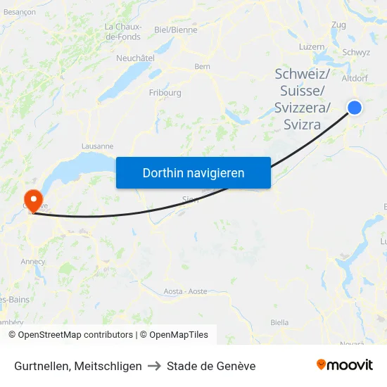 Gurtnellen, Meitschligen to Stade de Genève map