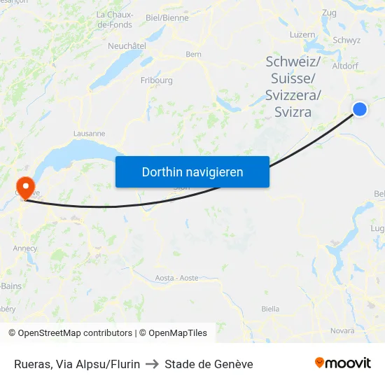 Rueras, Via Alpsu/Flurin to Stade de Genève map