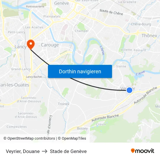 Veyrier, Douane to Stade de Genève map