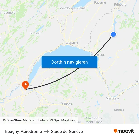 Epagny, Aérodrome to Stade de Genève map
