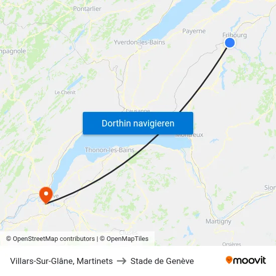 Villars-Sur-Glâne, Martinets to Stade de Genève map