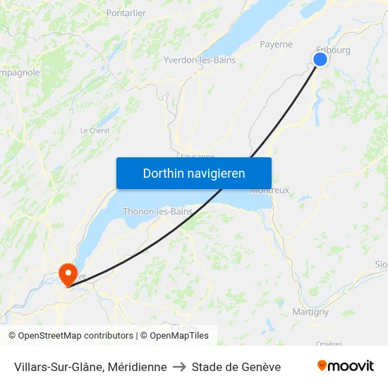 Villars-Sur-Glâne, Méridienne to Stade de Genève map