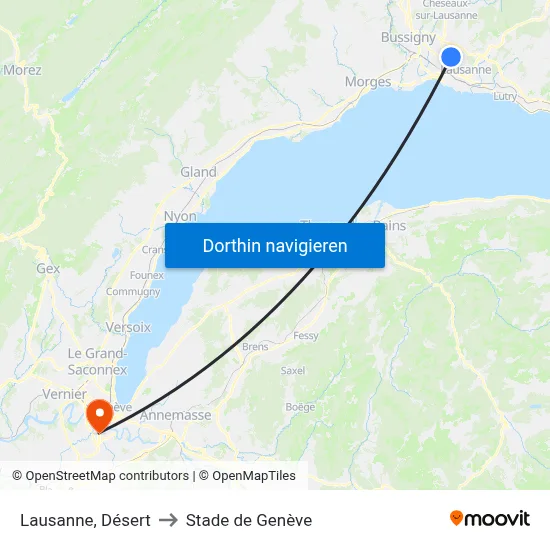 Lausanne, Désert to Stade de Genève map