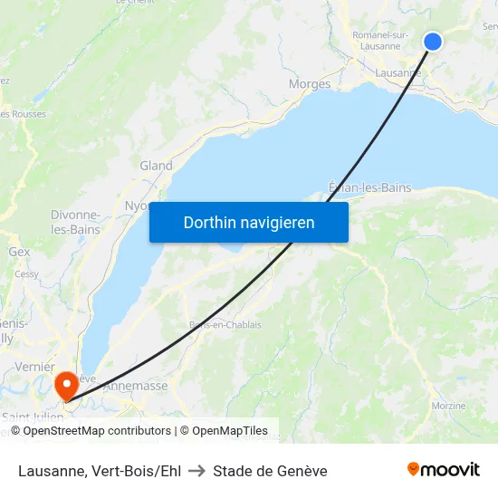 Lausanne, Vert-Bois/Ehl to Stade de Genève map