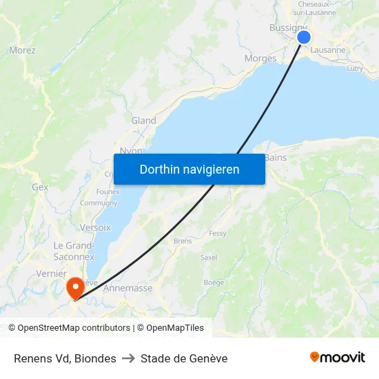 Renens Vd, Biondes to Stade de Genève map