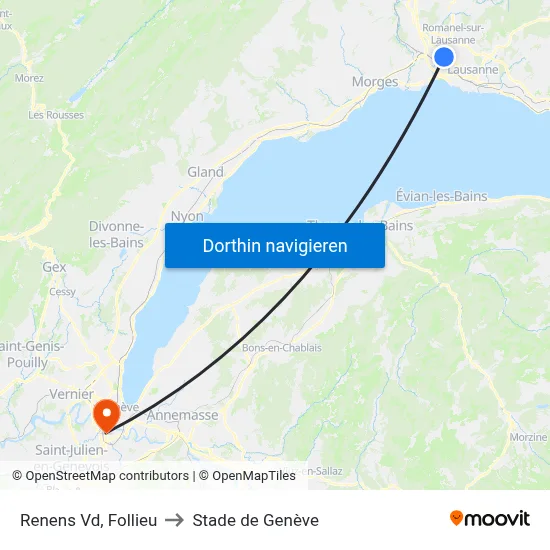 Renens Vd, Follieu to Stade de Genève map