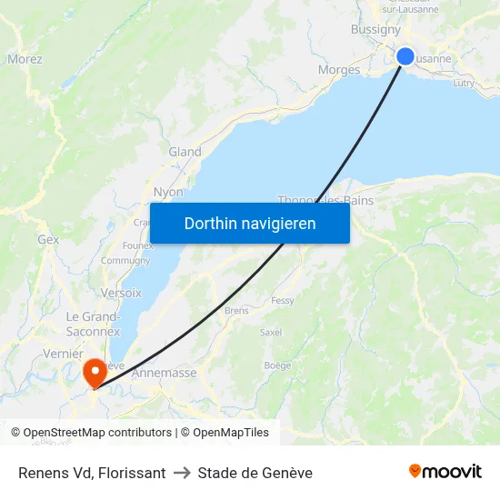 Renens Vd, Florissant to Stade de Genève map