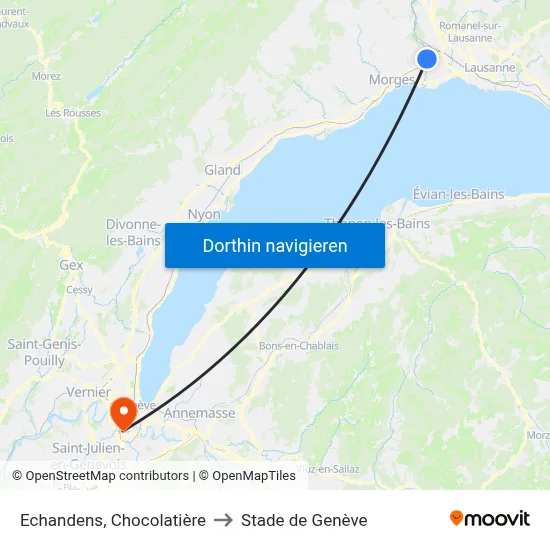Echandens, Chocolatière to Stade de Genève map