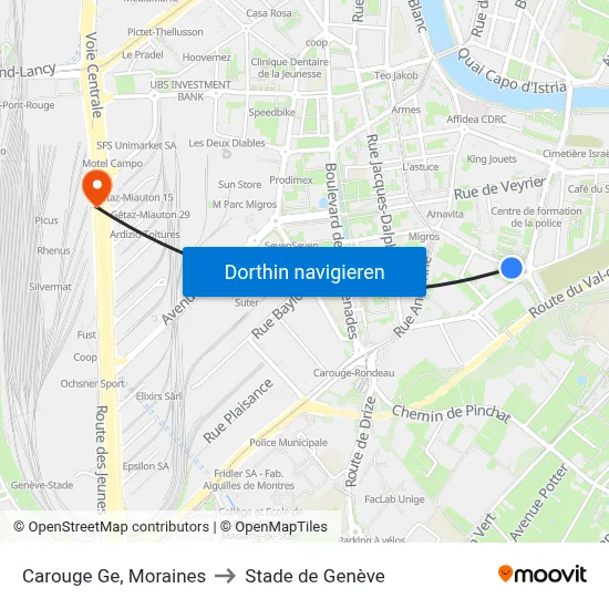 Carouge Ge, Moraines to Stade de Genève map