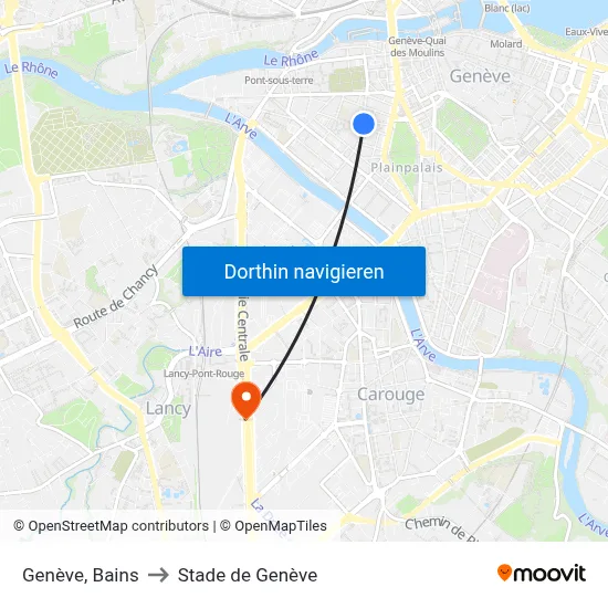Genève, Bains to Stade de Genève map