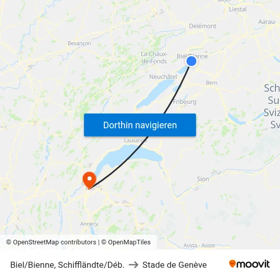 Biel/Bienne, Schiffländte/Déb. to Stade de Genève map