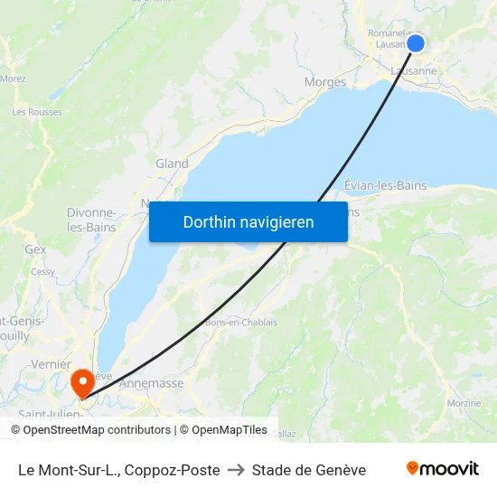 Le Mont-Sur-L., Coppoz-Poste to Stade de Genève map