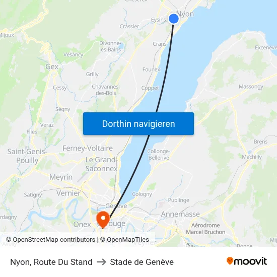 Nyon, Route Du Stand to Stade de Genève map