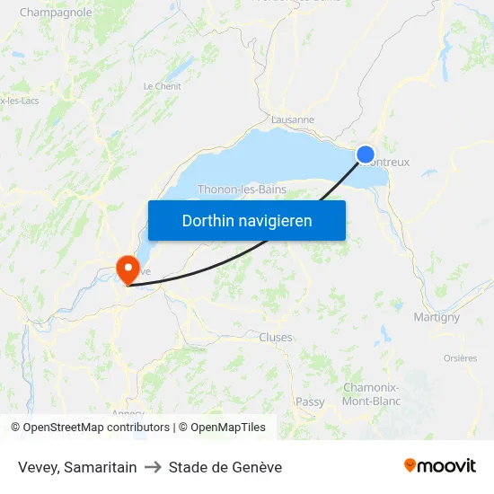 Vevey, Samaritain to Stade de Genève map