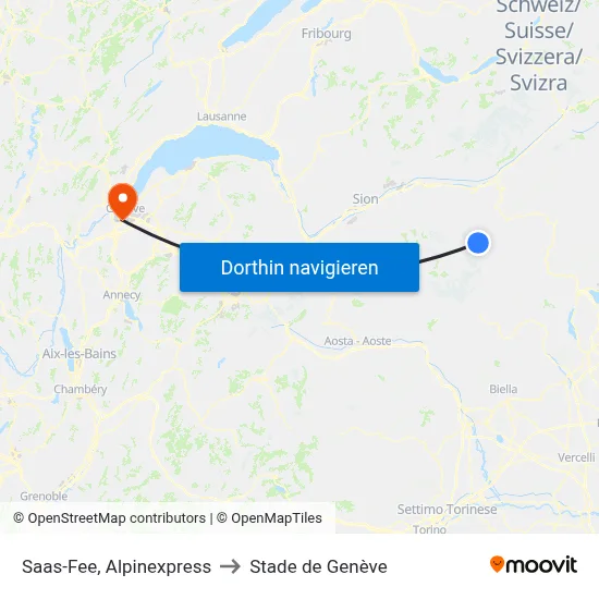 Saas-Fee, Alpinexpress to Stade de Genève map