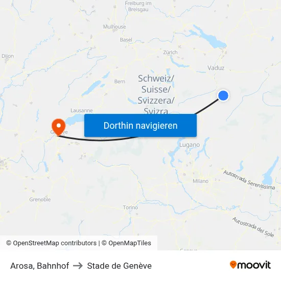 Arosa, Bahnhof to Stade de Genève map