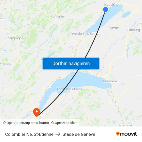 Colombier Ne, St-Etienne to Stade de Genève map