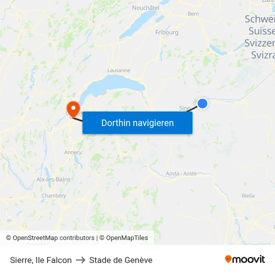 Sierre, Ile Falcon to Stade de Genève map
