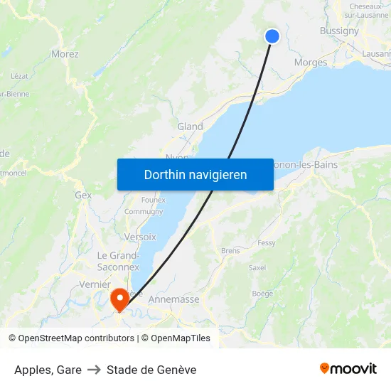 Apples, Gare to Stade de Genève map