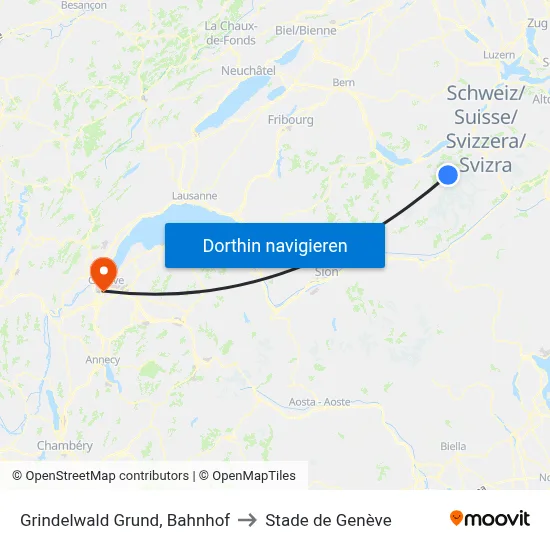 Grindelwald Grund, Bahnhof to Stade de Genève map
