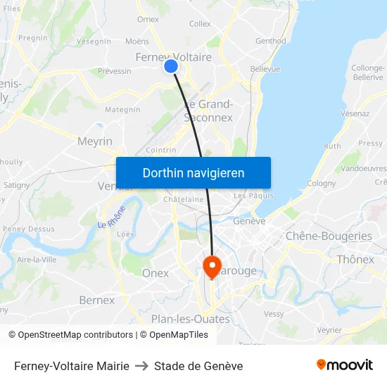Ferney-Voltaire Mairie to Stade de Genève map