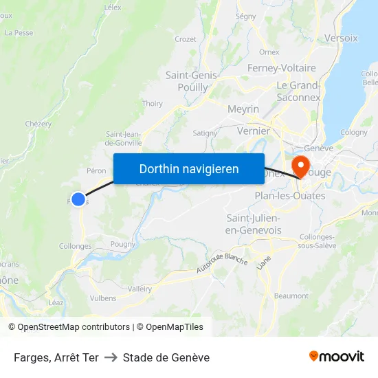 Farges, Arrêt Ter to Stade de Genève map