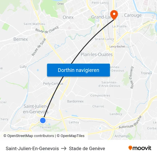 Saint-Julien-En-Genevois to Stade de Genève map
