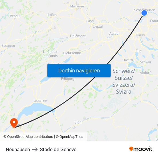 Neuhausen to Stade de Genève map