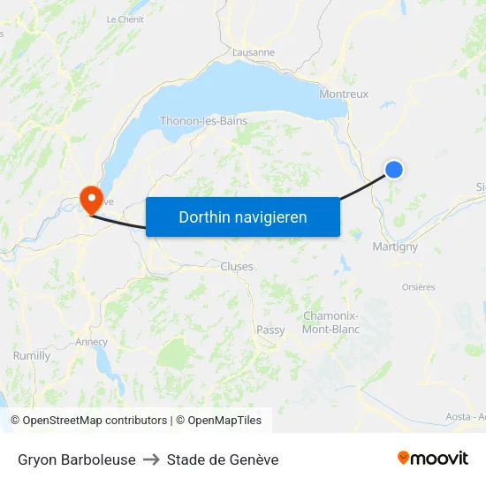 Gryon Barboleuse to Stade de Genève map